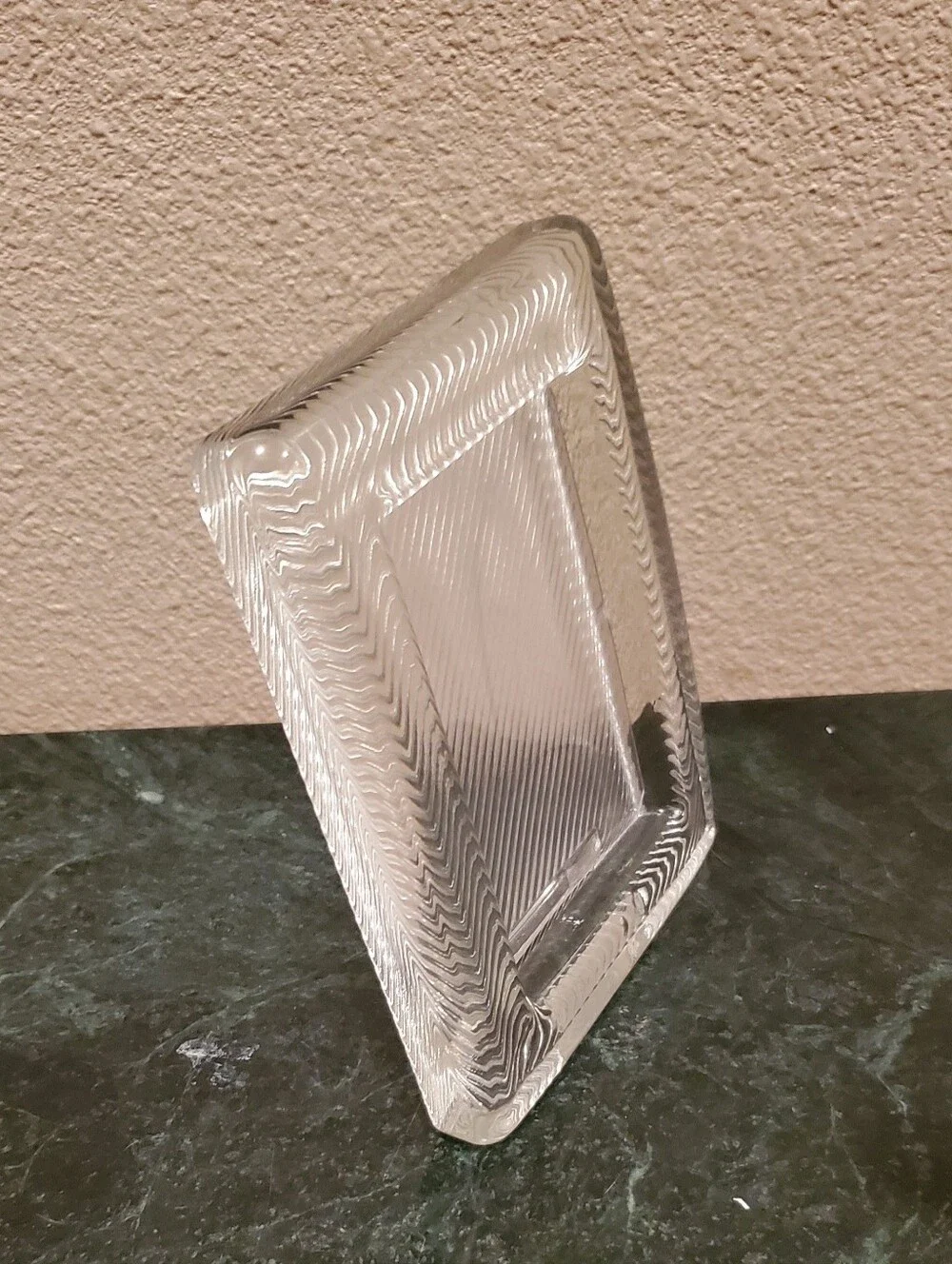 VTG. Mikasa Crystal Rectangle Frame Ribbed. Photo Insert Approx. 3x4